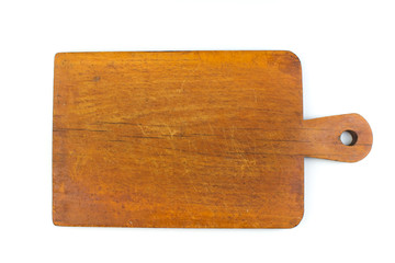 Set of the wooden kitchen utensils on White Background. Top view. Copy space for text.