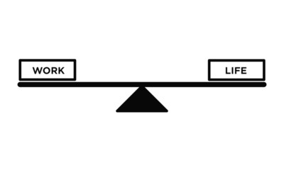 Work Life Balance Concept. Work and Life on See-Saw.