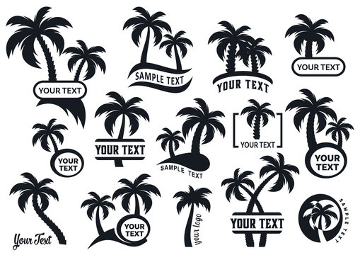 Black vector palm tree logo templates