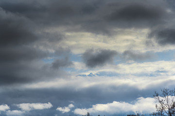 Dramatic clouds on the sky in the wintert