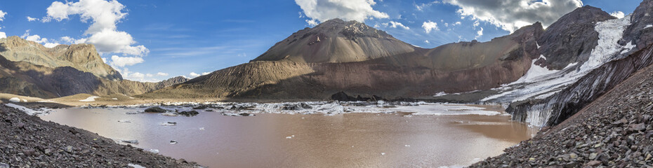 Glaciers and crevasses inside Cajon del Maipo valley at central Andes an amazing place if you are visiting Santiago de Chile