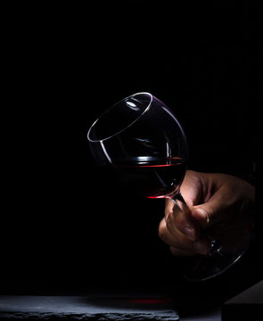 Fototapeta tasting red wine glass