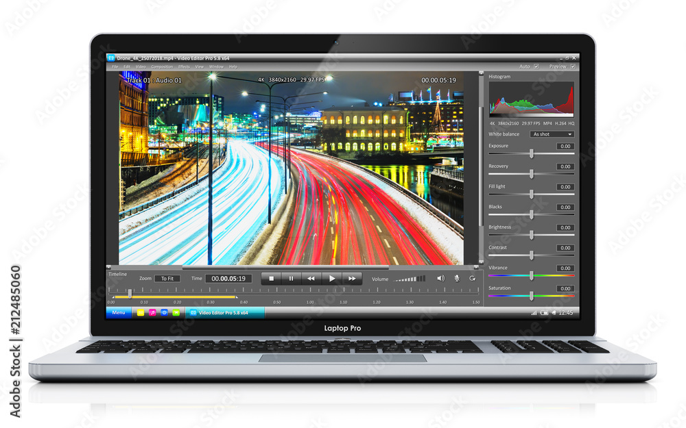Poster laptop or notebook with video editing software