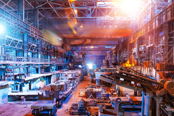 Interior of metallurgical plant workshop - obrazy, fototapety, plakaty