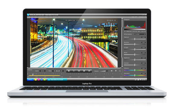 Laptop or notebook with video editing software