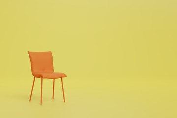a chair in yellow room. Minimal style concept. pastel color style.