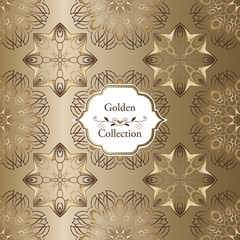 Abstract luxury golden seamless pattern. Golden vintage design elements. Elegant Decorative ornament for wallpaper, fabric, paper, invitation.