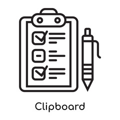 Clipboard icon vector sign and symbol isolated on white background, Clipboard logo concept
