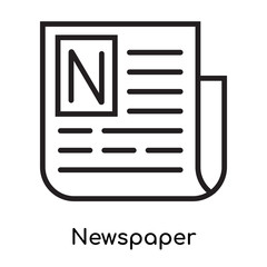 Fototapeta premium Newspaper icon vector sign and symbol isolated on white background, Newspaper logo concept