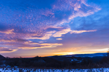 Sunrise on the cold winter landscape