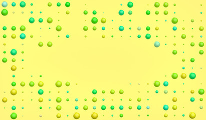 Abstract 3d background with yellow green spheres on yellow