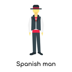 Spanish man icon vector sign and symbol isolated on white background, Spanish man logo concept