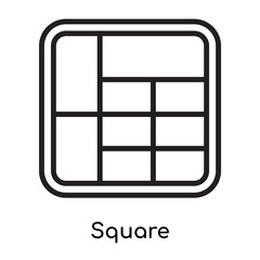 Square icon vector sign and symbol isolated on white background, Square logo concept