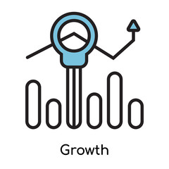 Growth icon vector sign and symbol isolated on white background, Growth logo concept