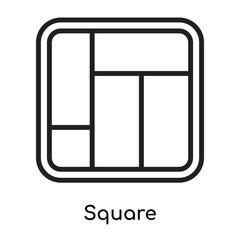 Square icon vector sign and symbol isolated on white background, Square logo concept