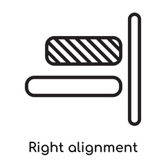 Right alignment icon vector sign and symbol isolated on white background, Right alignment logo concept