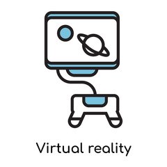 Virtual reality icon vector sign and symbol isolated on white background, Virtual reality logo concept