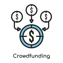 Crowdfunding icon vector sign and symbol isolated on white background, Crowdfunding logo concept