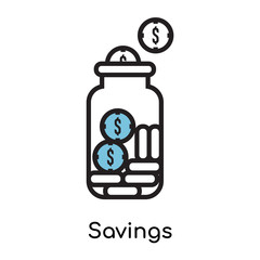 Savings icon vector sign and symbol isolated on white background, Savings logo concept