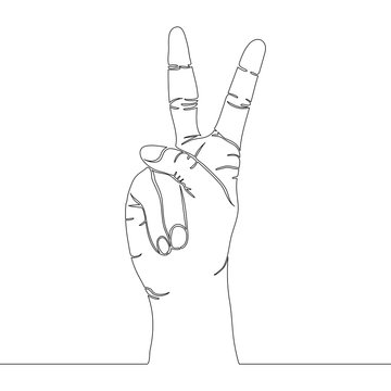 One continuous line drawing gesture peace Vector