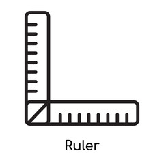 Ruler icon vector sign and symbol isolated on white background, Ruler logo concept