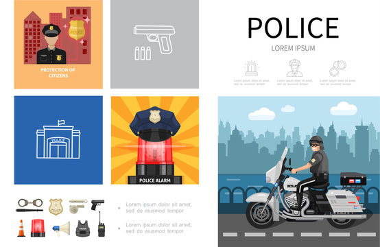 Flat Police Infographic Concept