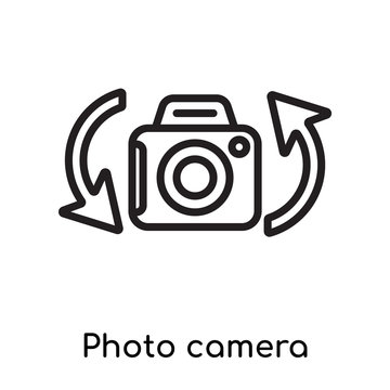 Photo camera icon vector sign and symbol isolated on white background, Photo camera logo concept