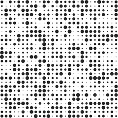 halftone effect seamless pattern with different size black dots