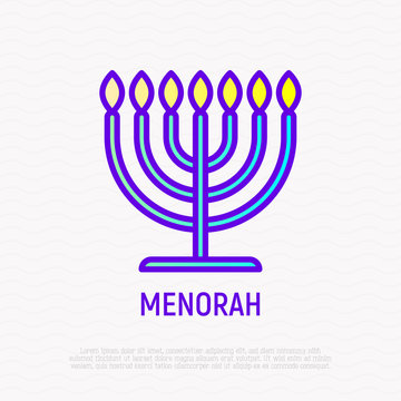 Menorah thin line icon. Modern vector illustration of candlestick.