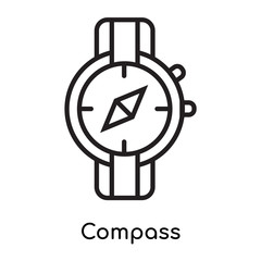 Compass icon vector sign and symbol isolated on white background, Compass logo concept