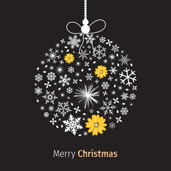 Merry Christmas with Christmas ball decoration. Christmas greeting card vector design.