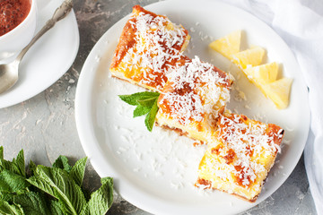 Homemade pineapple and coconut bars