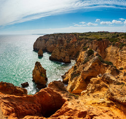 Atlantic rocky coastline (Ponta da Piedade, Lagos, Algarve, Portugal).