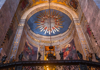 CATANIA, SICILY, ITALY, JUNE 10, 2018 : interiors and frescoes of basilica della collegiata church,...