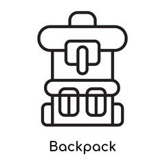 Backpack icon vector sign and symbol isolated on white background, Backpack logo concept