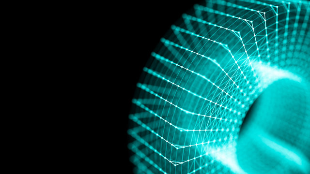Technology connection structure. 3d rendering of twist form. Technology background. Ai element.