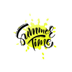 Summer time handwritten text. Vector lettering illustration EPS 10.