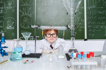 schoolboy in lab