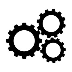 Cogwheels or gears icon. Connected cogwheels in working mechanism. Vector Illustration