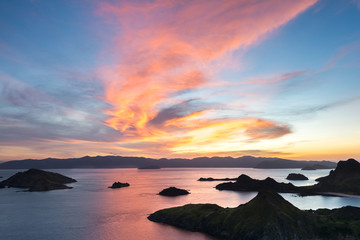 Last Ray of Sunlight From the Top of Padar Island at Sunset, Komodo National Park, Flores Island, Indonesia