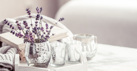 composition with lavender in a glass