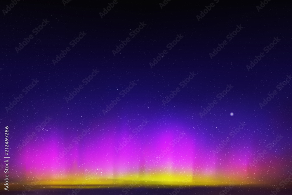 Sticker night starry sky. northern lights. dark purple blue aurora borealis