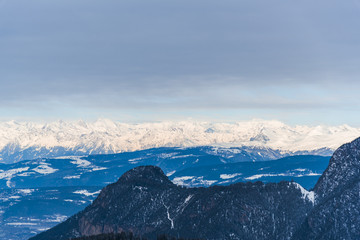 Plakat Ski resort in Dolomites Mountains
