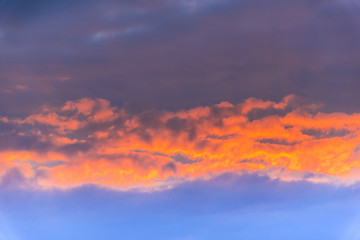 Dramatic clouds at the sunset