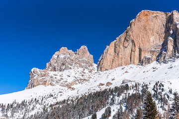 Winter landscape in Dolomites Mountains