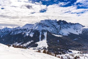 Winter landscape in Dolomites Mountains