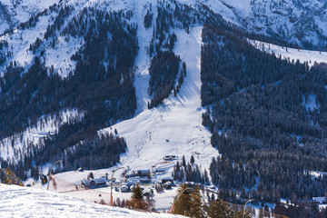 Winter landscape in Dolomites Mountains