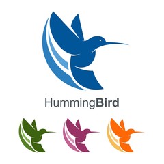 Hummingbird Logo Flying Flapping Wings. Bird Logo Flying Flapping Wings