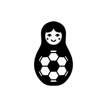 Vector illustration of nested doll (matryoshka) with a soccer ball.