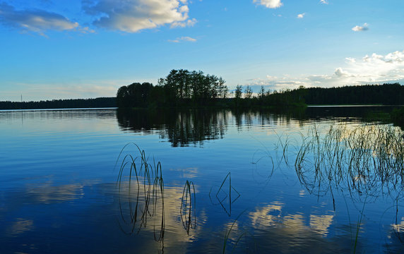 Evening falling by Lake Puruvesi (part of Lake Saimaa) in Punkaharju, Finland